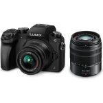 Panasonic DMC-G7W Lumix bezzrcadlový digitální fotoaparát + objektiv H-FS014042E 14-42mm F3.5–F5.6, H-FS45150 45–150mm F4.0-F5.6 (Live MOS 16MP) černá