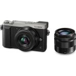 Panasonic DMC-GX80W Lumix bezzrcadlovka od sebe digitální + objektiv H-FS12032 12-32mm F3.5-5.6, H-FS35100 35-100mm, F4.0-5.6 (16MP), stříbrná