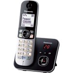 Panasonic KX-TG6821 digitální DECT telefon (redukce šumu, 1,8" bílý LCD displej, režim One Touch Eco, telefonní seznam 120 čísel), černá a stříbrná