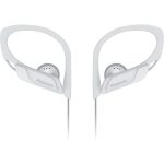 Panasonic RP-HS34 sportovní klipsová sluchátka (kabelová, 14,3mm měniče, 10Hz-25kHz, voděodolná IPX2, nastavitelný závěs), bílá