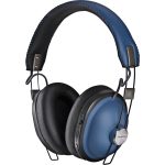 Panasonic RP-HTX90 bezdrátová Bluetooth sluchátka přes uši v retro stylu (redukce šumu, 40mm reproduktory, Acoustic Bass Control), námořnická modrá