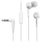 Panasonic RP-TCM115 ergonomická sluchátka do uší (9mm měniče, výkonné basy, mikrofon a dálkové ovládání v kabelu, kabel 1,2m, pohodlné nošení), bílá