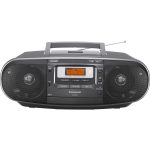 Panasonic RX-D55 kazetový rekordér s CD (4 vysoce výkonné reproduktory 10W x2, USB, přirozený vysoce kvalitní prostorový zvuk, dálkové ovládání) černá