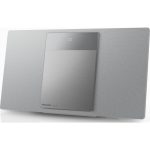 Panasonic SC-HC412 kompaktní micro Hi-Fi systém s Space Tune (CD, Bluetooth, FM, DAB+, USB, AUX-IN Auto Play, full-range reproduktory 8cm), stříbrná