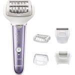Panasonic ES-EL7C epilator se 6 nástavci pro péči o celé tělo (širší, pohyblivá hlava, 60 pinzet, 3 rychlosti, mokrý/suchý), bílá a fialová