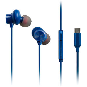 Panasonic RP-TCM225 sluchátka do uší USB-C (10mm měnič, vestavěný mikrofon a dálkové ovládání,1,2m kabel, 3 velikosti), modrá