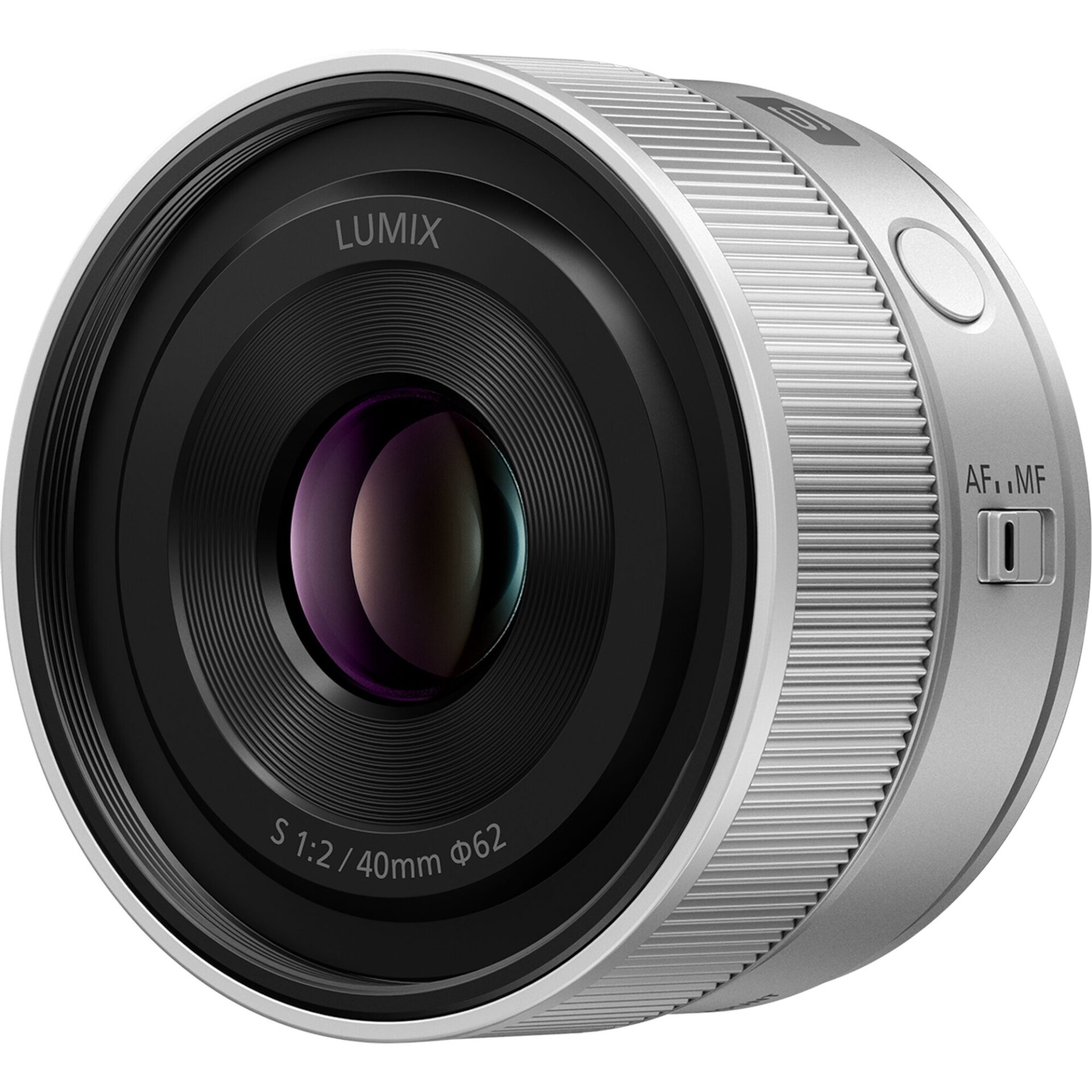 Panasonic S-S40 objektiv s bajonetem L-Mount (ohnisková vzdálenost 40 mm, vysoká světelnost F2, kompaktní a lehká konstrukce), stříbrný