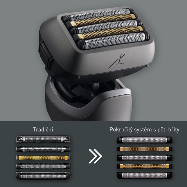 Panasonic ES-L550US803 Panasonic ES-L550U 5břitý holicí strojek se stanicí (omyvatelný, inteligentní snímač vousů, USB Type-C) 6 Pokročilý systém 5 břitů v porovnání s běžnými břity